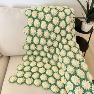 Floral Crochet Daisy Afghan Blanket Throw